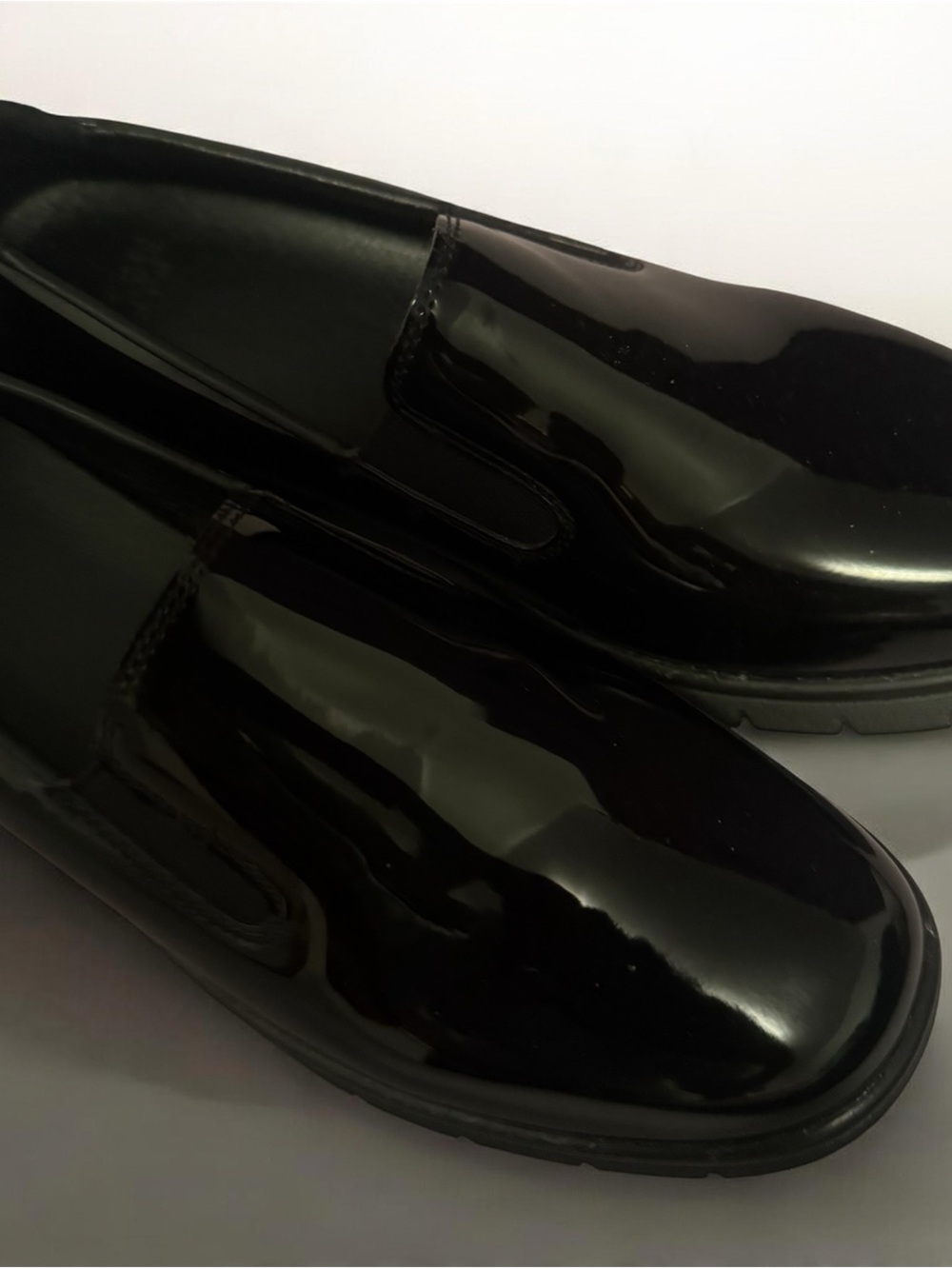 Classic Black Patent Slip-On Moccasins for Women
